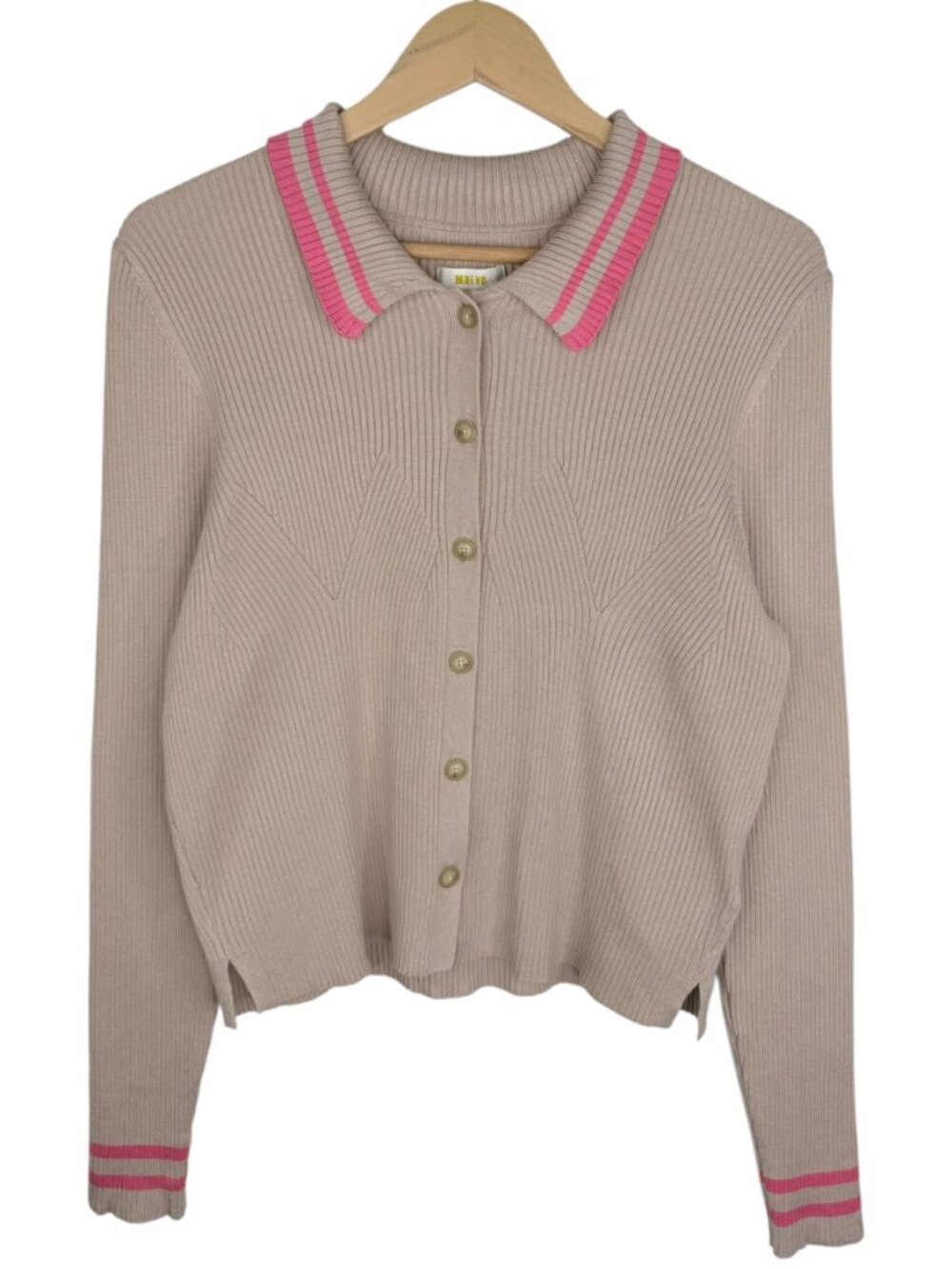 MAEVE BY ATHROPOLOGIE NWT Ribbed Cardigan - Beige/Pink - Size XL